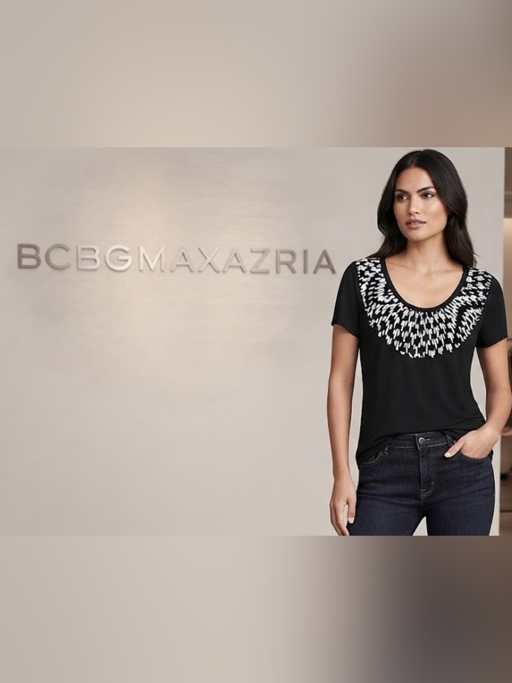 New without tags authentic BCBGMAXAZARIA designer Black tee shirt sx XXS
